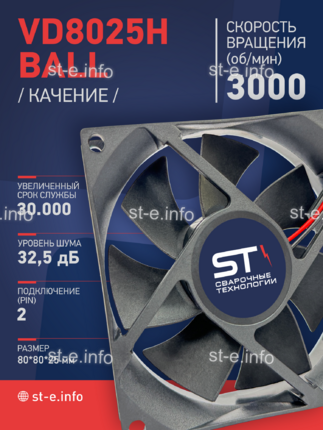 Вентилятор  VD8025H Ball (качения) 12V - st-e.info - Волгоград